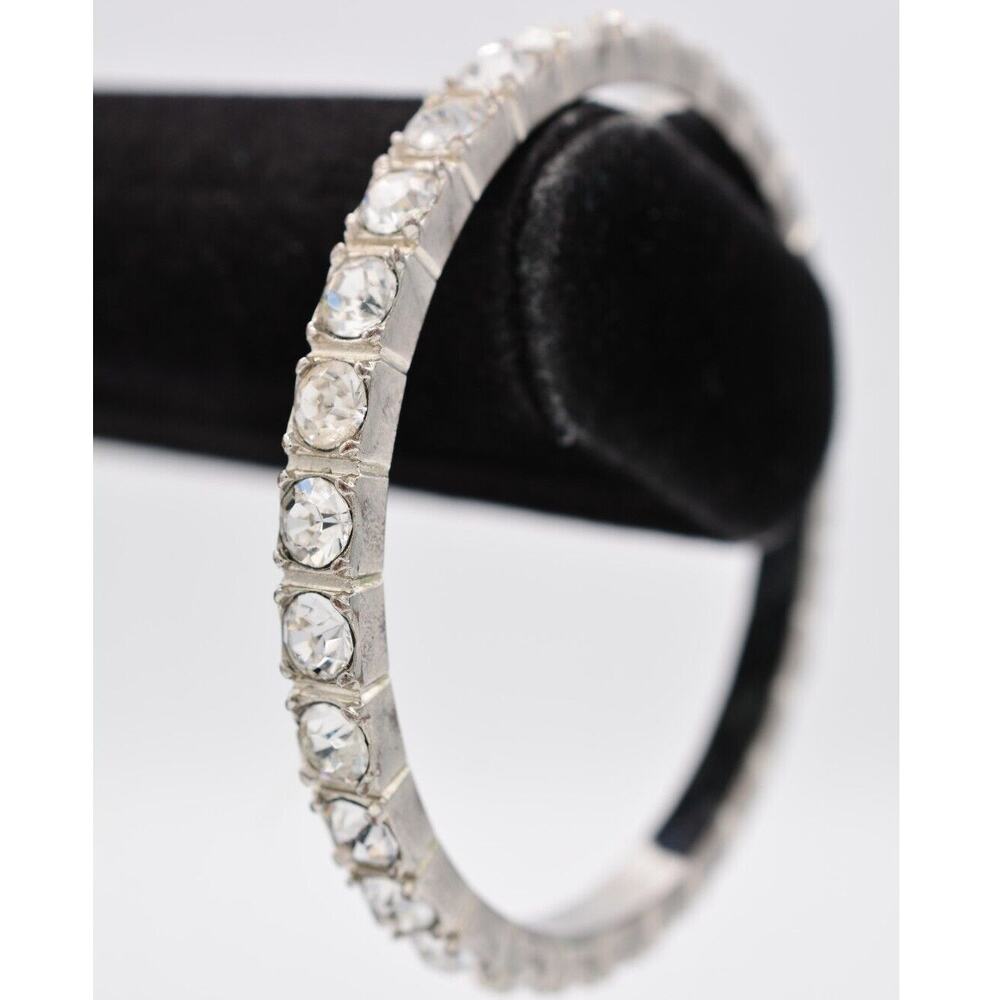 Graziano Crystal Bangle Bracelet Sparkling Rhinestone Round Chunky Signed BinAD